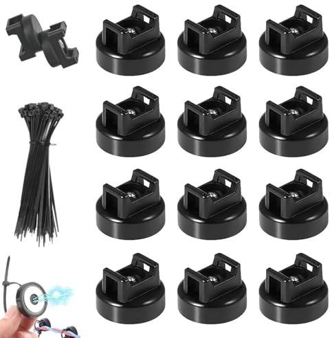 Z Bad 1 Magnetic Zip Tie, Z Bad 1 Zip Tie, Zbad1 Magnetic Cable Tie Holders for Cable Management, Reuseable Flexible Cable Holder with Nylon Zip Ties for Home Office Marine (12pcs)