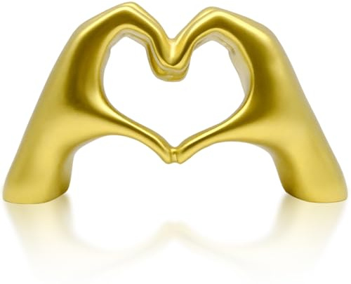 inheming Goldene Herz-Hände Skulptur, Mini Herz Hände Skulptur,Goldene Deko, 13cm*7.6cm Liebe Finger Moderne Statue für Boho-Hochzeitsdekorationen, Skulpturen