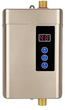 MEIVIYA Scaldabagno Elettrico Senza Serbatoio for Uso Domestico da 4000 W. Scaldabagno Istantaneo Senza Serbatoio(Golden)