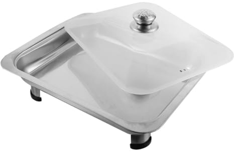 CIYODO Bandeja de Acero Inoxidable para Buffet con Tapa Bandeja Grande Rectangular para Servir Comida con Patas Desmontables para Mayor Estabilidad para Reuniones y Catering