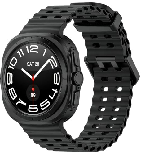Aurrain Marine Sports silikon klockarmband för Samsung Galaxy Watch Ultra 47mm (2024/2025),unisex Galaxy Watch Ultra vattentätt, mjukt, andningsbart silikonersättningsarmband.
