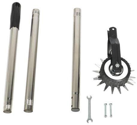 Tagliabordi rotante per prato con ruota singola, tagliabordi manuale in acciaio inossidabile al manganese con maniglia per giardino, cortile, paesaggio, marciapiede (3 sezioni)