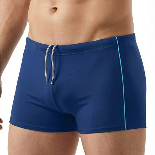 MANA MANA Bañador Hombre Bañador Piscina Hombre Secado Rápido Cintura Elástica con Cordón Ajustable Bañador para Natación Playa Vacaciones Azul Marino/Azul Talla 3XL (164CM-188CM)