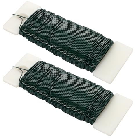Floral Green Wire Florist Wires Stems Coated Bouquet Flexible Easy to Bend Floristry Wreath Making Supplies for Garden Craft Christmas 76 Yards 0.7mm (22 Gauge) 2 PCS (38 Yards/Roll)