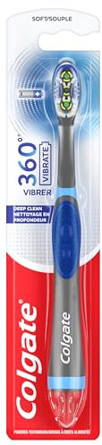 Colgate 360 Vibrate Deep Clean Battery Operated Toothbrush, Disposable Toothbrush with 1 AAA Battery Included, Whole Mouth Clean, 1 Pack