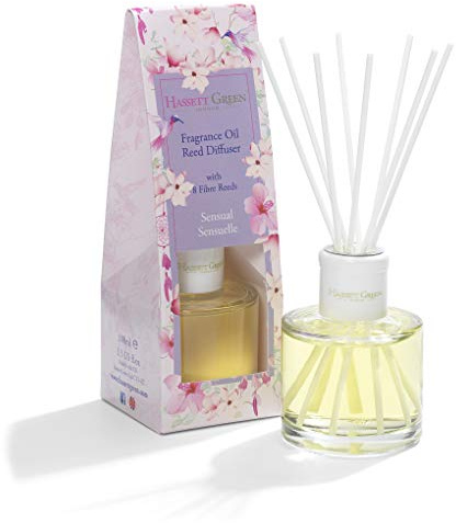 Hassett Green London - Sensual Sensuelle Lavender & Rose - Fragrance Oil Reed Diffuser - 100ml Glass Bottle with 8 Fibre Reeds
