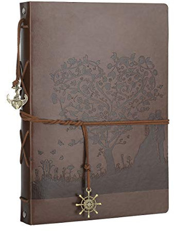 AIOR Personalised Leather Wedding Photo Album Large Vintage Photo Book Guest Book Photo Album Black Pages Birthday Gift for Her Love Tree