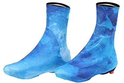 SXFJF Bicycle Shoe Covers for Men Women, Personality Pattern Road Cycling Overshoes Zipperless Waterproof Windproof Protector Overshoes,Blue,L