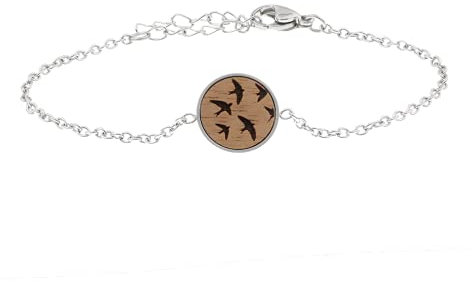 Eydl Halskette Skyla, Vögel, Edelstahl, Holz, 3959