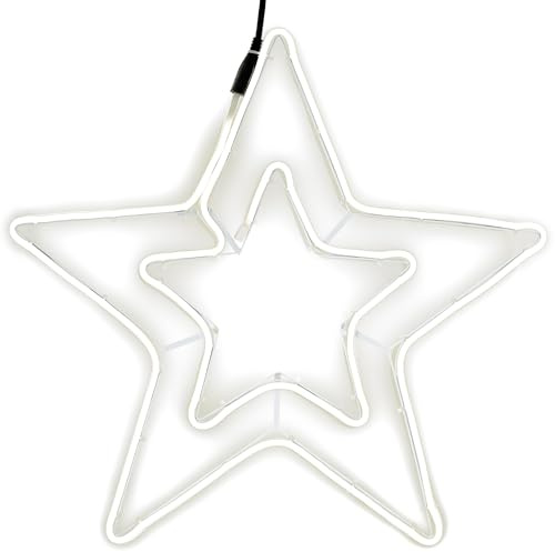 Nipach GmbH Wandleuchte Neonstern 360 LED weiß Stern Ø 55 cm Trafo Weihnachts-Deko Weihnachtsstern Dekostern Fensterschmuck Fensterlicht 5 Zacken Xmas