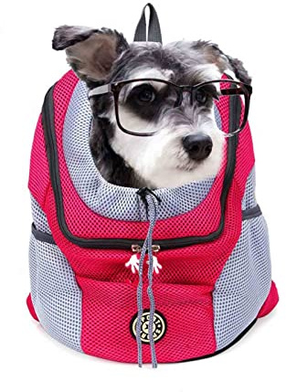 Hunderucksack Katzenrucksack, Atmungsaktive Verstellbar Katzen Transport Rucksack, Transporttasche Haustier Hund Tragetasche Katzentasche mit Fenster für Klein Hunde Katze Welpen (S, Rosarot)