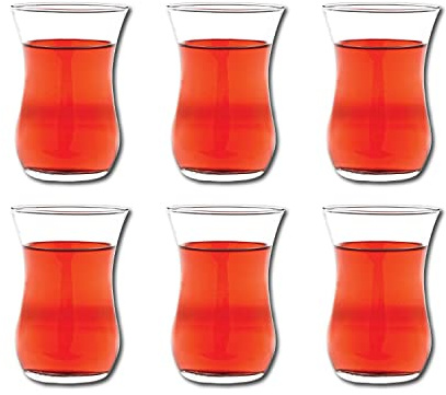 Vikko Teacups, Turkish Tea Glasses, Set of 6 Authentic Turkish Tea Cups, 4 Ounce Tea Glass