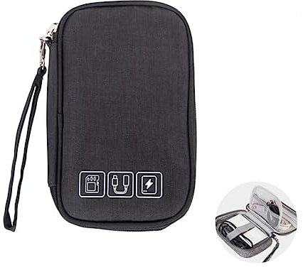 CRSUSUKJ Borsa Accessori Elettronici,Cable Organizer Impermeabile, Organizzatore Cavi Custodia Cavi da Viaggio Porta Caricabatterie Organizer Cavi Compatibile with Smartphone. (Nero)…