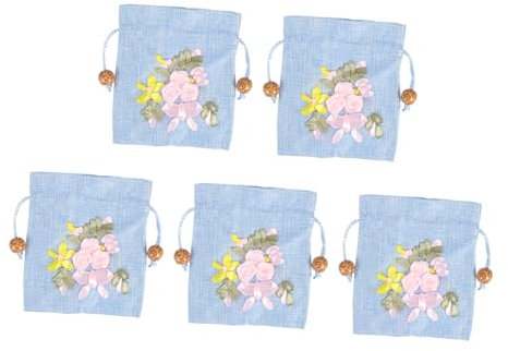 SOLUSTRE 5stücke Kreative Baumwoll Kordelzug Geschenktüten Teilig Handgefertigte Bestickte Aufbewahrungssäckchen Für Schmuck Süßigkeiten Und Kosmetik Für Feiern Und
