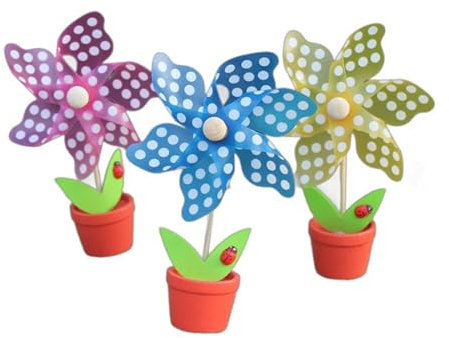 SCUDGOOD 3 Stück Bunte Spielzeug Blumentöpfe Kleine Windmühlen Dekorative Ornamente Desktop Dekorationen Windräder Kindergarten Foto Requisiten Geschenk Windräder Desktop Ornamente