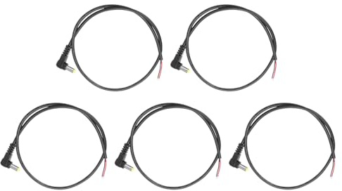 QUARKZMAN Stereo stickkontakt, 5 st ersättning 5,5 mm x 2,1 mm hankontakt DC strömförsörjning 90 grader rät vinkel bar tråd nätadapter nätadapter för DC-övervakning, 0,5 m