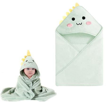 WeddHuis Accappatoio Neonato, Corallo Fleece, Asciugamano da Bagno con Cappuccio, Spugna Neonato Bagnetto