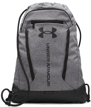Under Armour Unisex Hustle Sackpack, Zaino sportivo impermeabile per lo sport e le attività all'aria aperta, Sacca palestra con pratica tasca frontale,Castlerock/Black/Black,OSFM