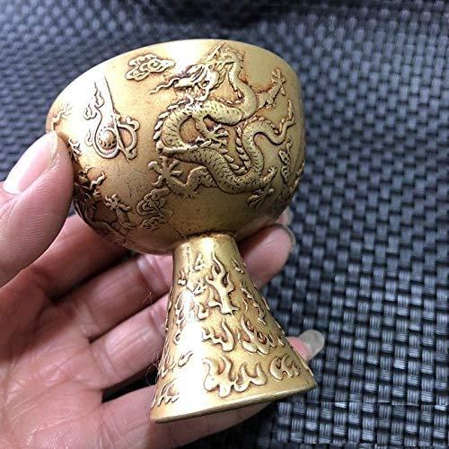 JZWCHQ Adornos artesanales Copa de Vino de Cobre Antigua Copa de Vino SsangYong Cuentas de Juego Copa de Vino Adornos artesanales