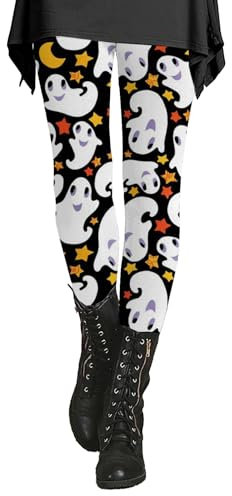 Weihnachtliche Leggings, Winterhose, Fleece-Hose, Damen, Urlaub, lässig, Komfort, Halloween, bedruckte Leggings, Workout, Sport, Hose, Leggings für Damen, UK mit Tasche, grau, 4XL