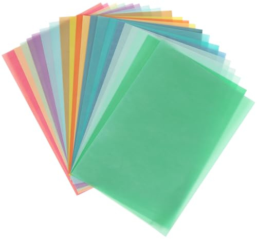 20x Papel Cebolla A4 Colores 100g/m², 20 Colores, Papel Vegetal Colores A4, Papeles de Calco Imprimible Transparencia para Imprimir Dibujos Hacer Lanterne Manualidades