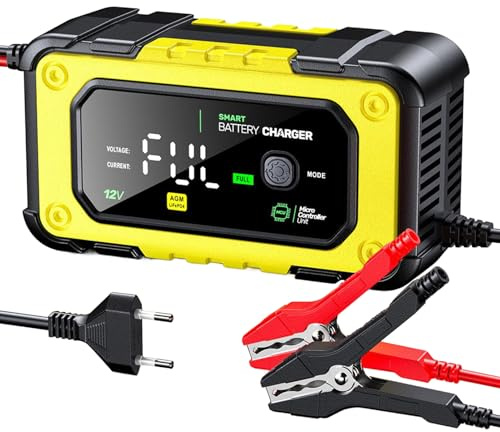 Cargador de batería para Coche 12 V 7 A, Cargador de Mantenimiento de 12 voltios con Modo de reparación, cargadors Inteligente de Mantenimiento de batería para Coche, camión y Motocicleta