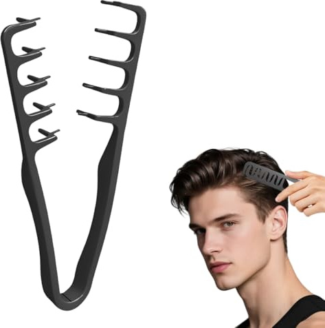 IWIDYA 1 Pezzo pettine per capelli mossi, Pettine a Denti Larghi per più Volume e Morbidezza,Adatto a Tutti i Tipi di Capelli Nero
