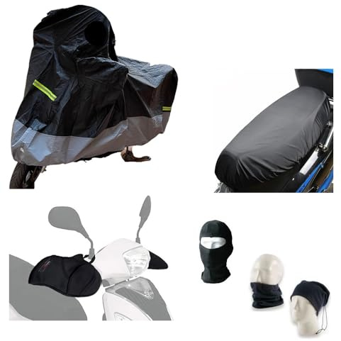 Funda para moto afelpada impermeable + funda para sillín + cubremanoplas cubremanos de neopreno compatible con Yamaha XVS 1100 Drag Star A Classic Talla XL 246 x 105 x 127 cm Kit para moto scooter