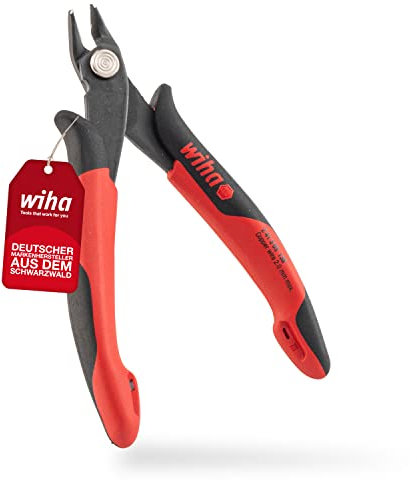 Wiha Präzisions Seitenschneider Elektronik klein (26815) breiter, spitzer Kopf ohne Wate 130mm I Mini Drahtschneider für Elektroinstallation