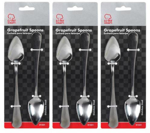 Chef Craft Stainless Steel Grapefruit Spoons - 3 Packs of 2