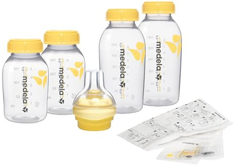 Medela Store & Feed-Set | Flaschen zur Aufbewahrung von Muttermilch, Calma Sauger, Muttermilchbeutel | BPA-frei