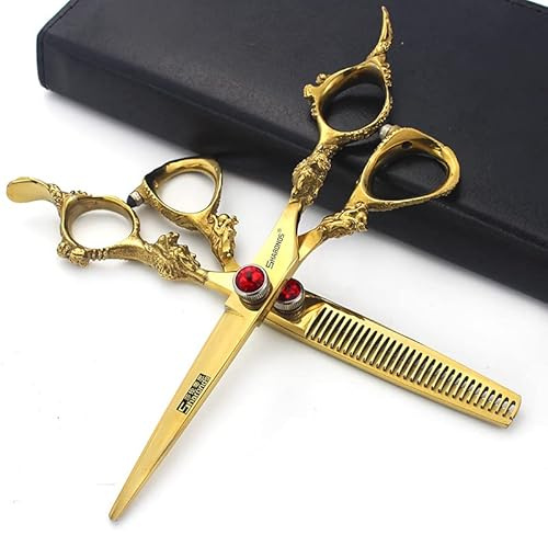 Gold 6/7-Zoll professionelle Haarschnittschere(6-Zoll 2-teiliges Set)