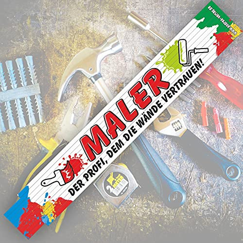 2 Meter Zollstock mit Aufschrift | Spruch - Maler, Der Profi, dem die Wände vertrauen - 2m Gliedermaßstab Geschenk für Männer Handwerker Heimwerker zum Geburtstag Holz