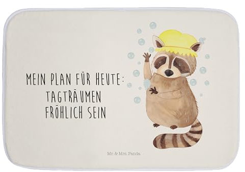 Mr. & Mrs. Panda Badvorleger Waschbär - Geschenk, Badezimmermatten, lustige Sprüche, Gute Laune, Fröhlich, Tiere, Tiermotive, Duschvorleger,