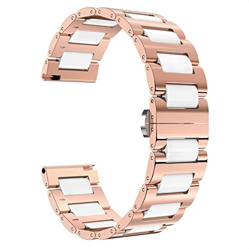 BINLUN Ersatz Armband Edelstahl Keramik Armband Poliert 12mm /14mm /18mm /20mm /22mm mit Butterfly Schnalle