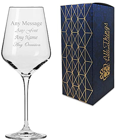 Personalised Engraved 390ml Infinity Wine Glass, Personalise with Any Message for Any Occasion, Stylize from a Variety of Fonts, Gift Box Included, Laser Engraved