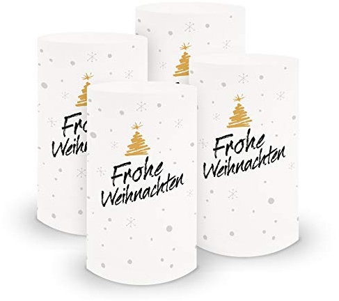 itenga 6X Windlicht Tischlicht aus Folie I Weihnachten Weihnachtsmotive I 6cm Durchmesser 10cm hoch I geeignet für Teelichter oder LED-Kerzen (Motiv Frohe Weihnachten)