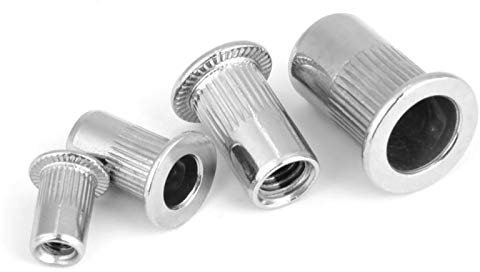 Dadi per rivetti ciechi con inserto filettato in acciaio inox 304, dadi a testa piatta, 200 pezzi, set di dadi per rivetti ciechi, M3, M4, M5, M6, per la casa e l'industria per macchine