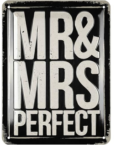 LANOLU Retro Blechschild MR und MRS Schild Hochzeit - Mr und Mrs Stuhlschilder - Geschenk Hochzeitsdeko - Türschild und Wanddeko Metallschild 15x20cm