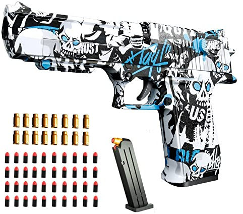 AGDLLYD Spielzeug Pistole,Wüstenadler,Kinder Pistole mit Schalldämpfer,Schaumstoff-Blaster,40 Darts,1:1 Spielzeugpistole-Look echt,für Sicherheitstraining oder Spiel (Ritter)