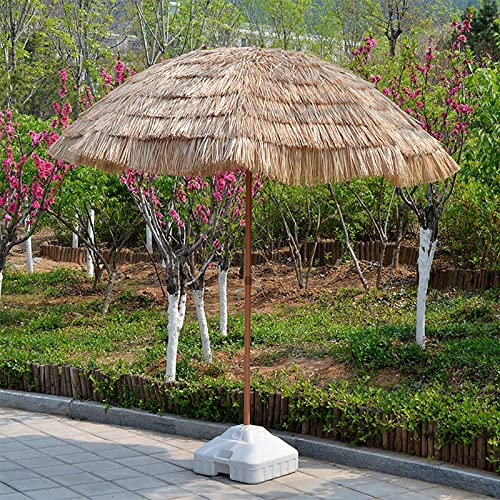 GGHBOY Sonnenschirm Hawaii, Durchmesser 240 cm, neigbar, höhenverstellbar, groß, rund, aus Stroh, Bast, Strand, Balkon, Outdoor, natürlicher Neigungsschirm (Size : Umbrella+Base)
