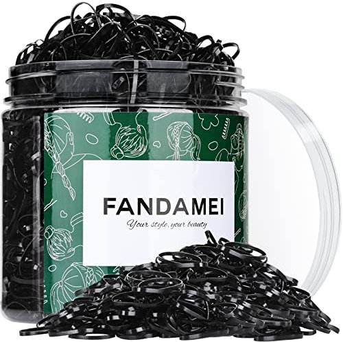 FANDAMEI 2000 Stück Haargummi, Mini Haargummis Mädchen Dünne Haargummis Gummi Haarbänder Boxed für Frauen Mädchen Haarstyling Flechten Schwarz