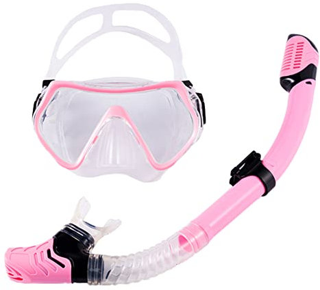 Schnorchelset,Trocken Schnorchel Set mit Anti-Fog Taucherbrille,Anti-Leck Panorama Blickfeld Gehärtetem Glas Tauchmaske Tauchset Schnorchelmaske mit Weichen Mundstück,Taucherset Erwachsene Farbe C