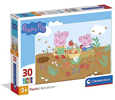 Clementoni - 20280 - Supercolor Puzzle - Peppa Pig - Puzzle 30 Teile Ab 3 Jahren, Buntes Kinderpuzzle Mit Besonderer Leuchtkraft & Farbintensität, Geschicklichkeitsspiel Für Kinder