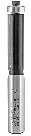 ENT 13612 Bündigfräser HW, Schaft (S) 12 mm, Durchmesser (D) 12 mm, NL 38 mm, GL 91 mm, SL 40 mm, mit Kugellager, Oberfräser für die Holzbearbeitung