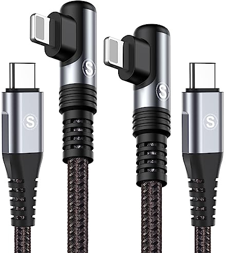 USB C Ligtning Kabel [2Stück 1M],SWECENT 90 Grad iPhone Ladekabel Power Delivery Nylon Fast Typ C Ligtning Ladekabel für iPhone 14/13/Pro/Pro Max/Mini/12/12 Pro Max/Mini/11 Pro/X/XS/XR/8/SE/8 Plus