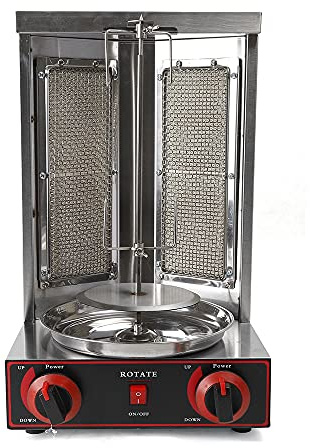 Barbacoa Vertical de Gas para Kebab y Pollo, giroscópica con tornillo, máquina de Kebab para Restaurante, Salón, Cocina - 3000 W (plateada)