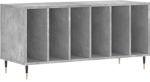 vidaXL Armoire à Disques, Support de Tourne-Disque, Armoire Latérale avec Rangement, Buffet de Salon, Moderne, Gris Béton Bois d'Ingénierie