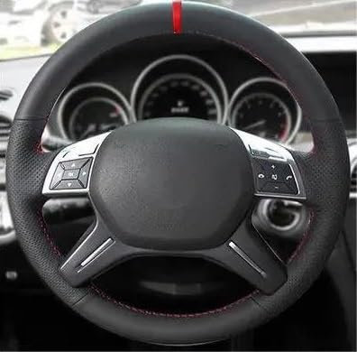 WINVOX Auto Lenkradbezug Für Mercedes Für Benz C GL G M Klasse W204 W463 X166 W166 Auto Geflecht Hand Nähen Rote Linie & bar Lenkrad Abdeckung Trim Zubehör Auto Lenkradhülle