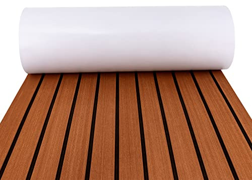 240*60cm EVA-Schaum Boot Bodenbelag Decking Blatt Faux Teak Marine Matte Marine Teppich Kühler Tops Sitzen Non-Slip Selbstklebende Bodenbelag Material für Motorboot RV Yacht Kajak Schwimmbad